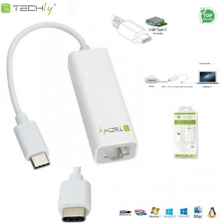 Karta sieciowa Techly USB-C 3.1 na RJ45 Gigabit, biała IADAP USB31-ETGIGA 