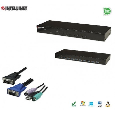 Przełącznik KVM Intellinet 8-portowy USB/PS2 z OSD, rackowy IDATA KVM-C8UP3 