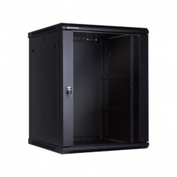 Linkbasic szafa wisząca rack 19'' 15U 600x600mm czarna (drzwi przednie szklane)