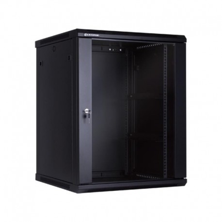 Linkbasic szafa wisząca rack 19'' 15U 600x600mm czarna (drzwi przednie szklane)