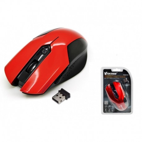 Mysz bezprzewodowa VAKOSS TM-651UR optyczna 4 przyciski, 1600dpi czerwona