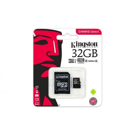 Karta pamięci Kingston microSDHC Canvas Select 32GB UHS-I Class 10 + adapter