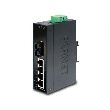 Switch niezarządzalny Planet ISW-511T 4-Port 100Base-TX + 1-Port 100Base-FX przemysłowy DIN Rail