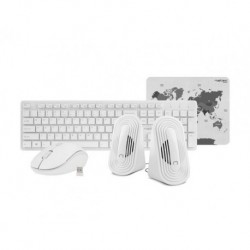 Zestaw bezprzewodowy klawiatura + mysz + głośniki + podkładka Natec Tetra biały