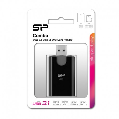 Czytnik kart pamięci Silicon Power Combo - USB 3.0 / SD, microSD black-grey