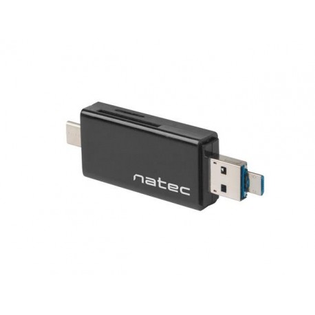 Czytnik kart Natec Earwig SD/Micro SD USB 2.0, micro USB, USB-C czarny