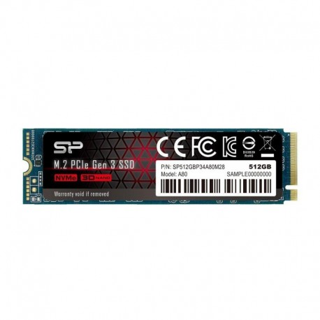 Dysk SSD Silicon Power A80 512GB PCIe Gen3x4 NVMe (3400/3000 MB/s) 2280