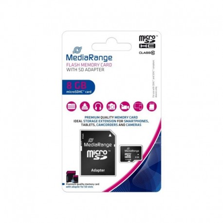 Karta pamięci MicroSDHC MediaRange MR957 8GB Class 10 + adapter SD