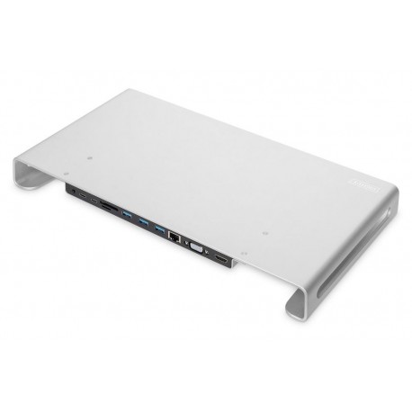 Stacja dokująca DIGITUS USB Typ C 11 portów Dual Monitor 4K 30Hz PD 3.0  z podstawką do 25kg HQ aluminiowa