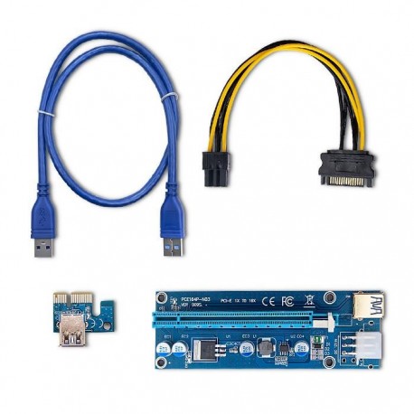 Karta rozszerzeń Riser Qoltec PCI-E 1x-16x | USB 3.0 | ver.009S | SATA/PCI-E 6pin