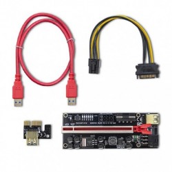 Karta rozszerzeń Riser Qoltec PCI-E 1x-16x | USB 3.0 | ver.010S | SATA/PCI-E 6pin