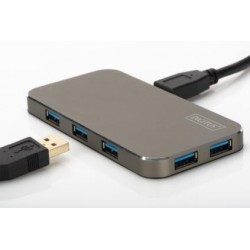 HUB/Koncentrator Digitus 7-portowy USB 3.0 SuperSpeed, aktywny, aluminium