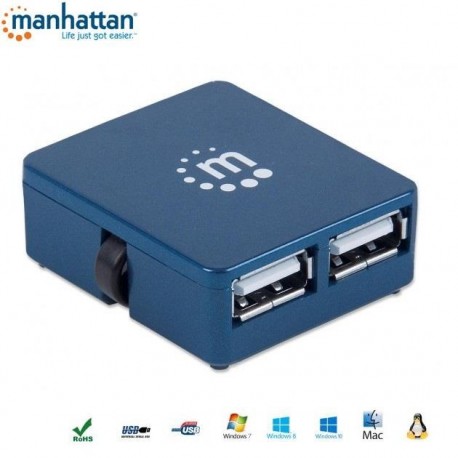 HUB USB Manhattan 4 porty 2.0 Micro, niebieski IUSB2-HUB605 