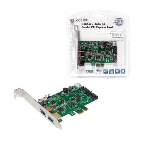 Kontroler LogiLink PC0059A PCI Express, 2x USB 3.0 + 2x SATA III