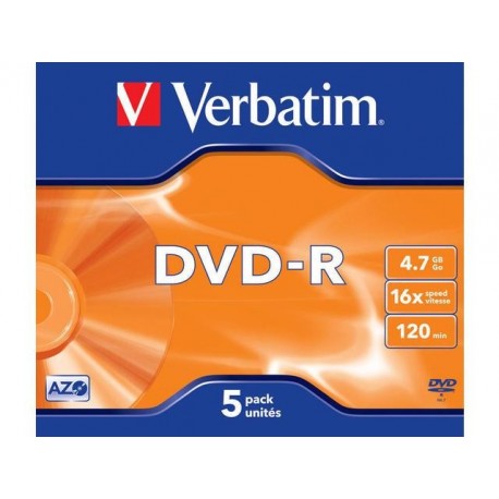 DVD-R VERBATIM 4.7GB X16 MATT SILVER (5 JEWEL CASE)