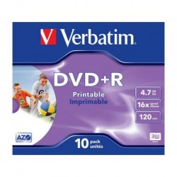 DVD+R VERBATIM 4.7GB X16 printable (10 JEWEL CASE)