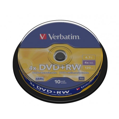 DVD+RW Verbatim 4x 4.7GB (Cake 10) MATT SILVER