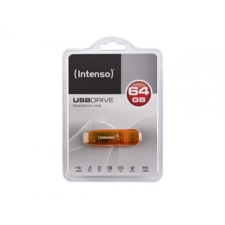 Pendrive INTENSO 64GB Rainbow Line pomarańczowy USB 2.0