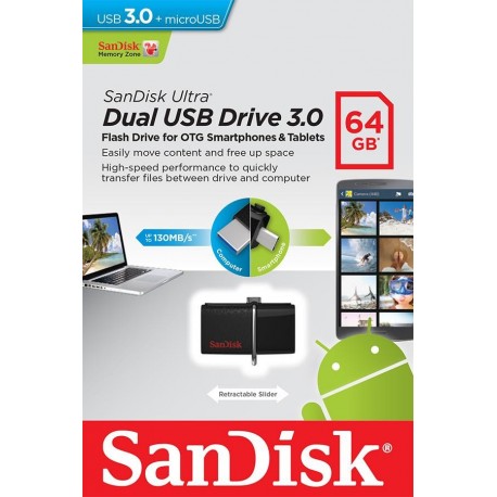 Pendrive SanDisk Ultra Dual USB 3.0/microUSB Drive 64GB