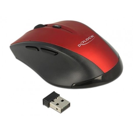 Mysz bezprzewodowa Delock optyczna 5-Button 2,4 GHz czarno-czerwona