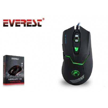 Mysz przewodowa Everest Mercury X8 optyczna Gaming 3200DPI LED czarna