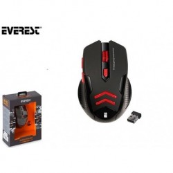 Mysz bezprzewodowa Everest SM-763 optyczna Gaming 2400DPI LED czerwono-czarna