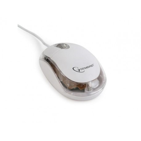Mysz przewodowa Gembird optyczna 1-scroll biało-przezroczysta