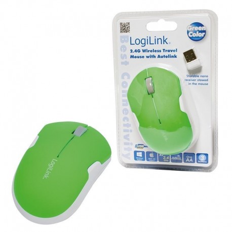 Mysz bezprzewodowa LogiLink ID0123 podróżna 2,4 GHz Autolink zielona