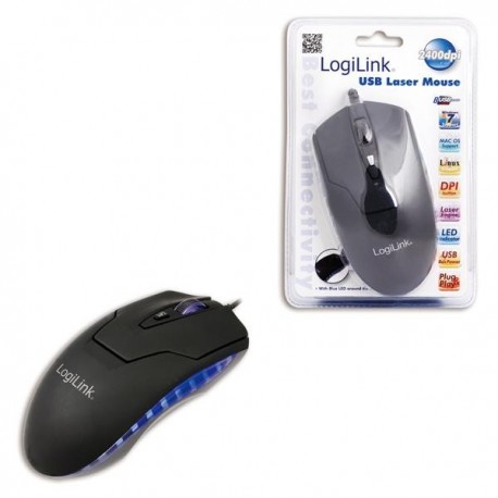 Mysz przewodowa LogiLink ID0009A laserowa USB 2000 dpi czarna
