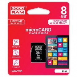 Karta pamięci MicroSDHC GOODRAM 8GB Class10 UHS I + Adapter RETAIL10