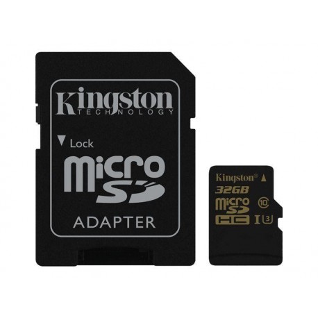 Karta pamięci Kingston microSDHC 32GB Class 10 UHS-I (U3) (45W/90R MB/s) Gold Series + adapter