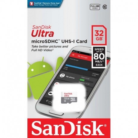 Karta pamięci microSDHC SanDisk ULTRA ANDROID 32GB 80MB/s Class 10 UHS-I