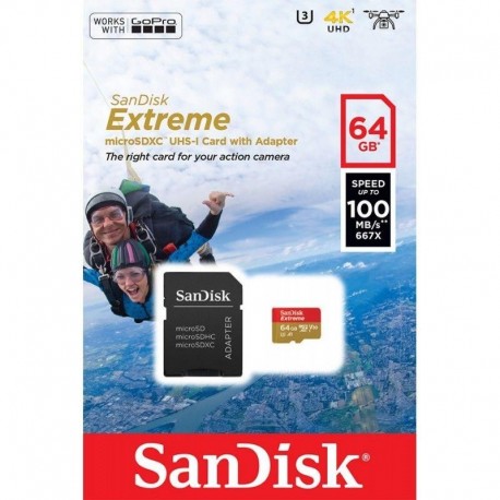 Karta pamięci microSDXC SanDisk EXTREME 64GB 100/60 MB/s A1 Class 10 V30 UHS-I U3 - GoPro