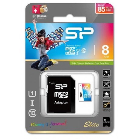 Karta pamięci MicroSDHC Silicon Power Colorful Elite UHS-1 8GB CL10 + adapter