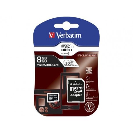 Karta pamięci microSDHC Verbatim 8 GB Class 10 + adapter