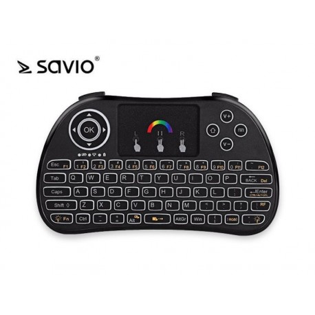 Klawiatura bezprzewodowa SAVIO KW-02 do TV Box, Smart TV, PS3, XBOX360, PC, podświetlana